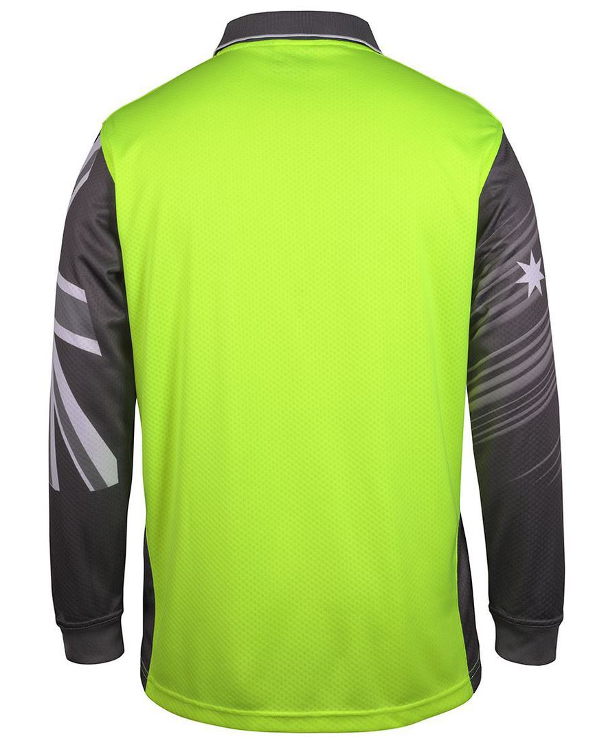 6HSCL JBs HV L/S SOUTHERN CROSS POLO,Long Sleeve Hi Vis Tees - Look cool wearing the Southern Cross on any work site either side image 6
